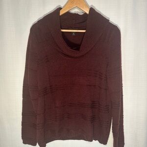 Worthington Maroon Textured Knit Cowl Neck Sweater Size XL